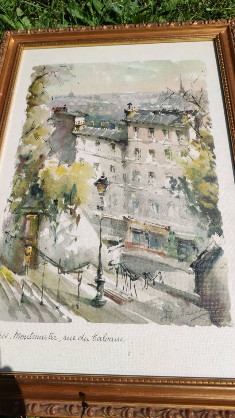 Tableau lithographie aquarelle sign e Selency Tableau lithographie aquarelle sign e Selency