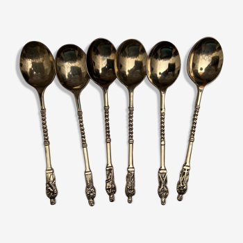Series of 6 small mocha spoons