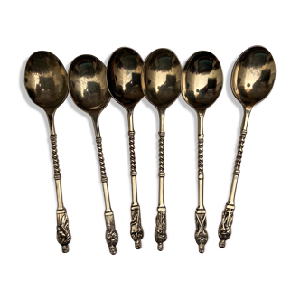 Series of 6 small mocha spoons