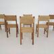 Set of six papercord dining chairs, France 1950's