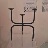 Brutalist wrought iron candle holder