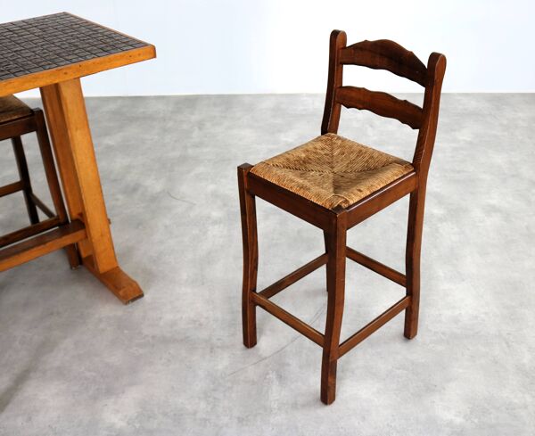Table de bar vintage avec chaises   table à manger   tabourets de bar   années 1950