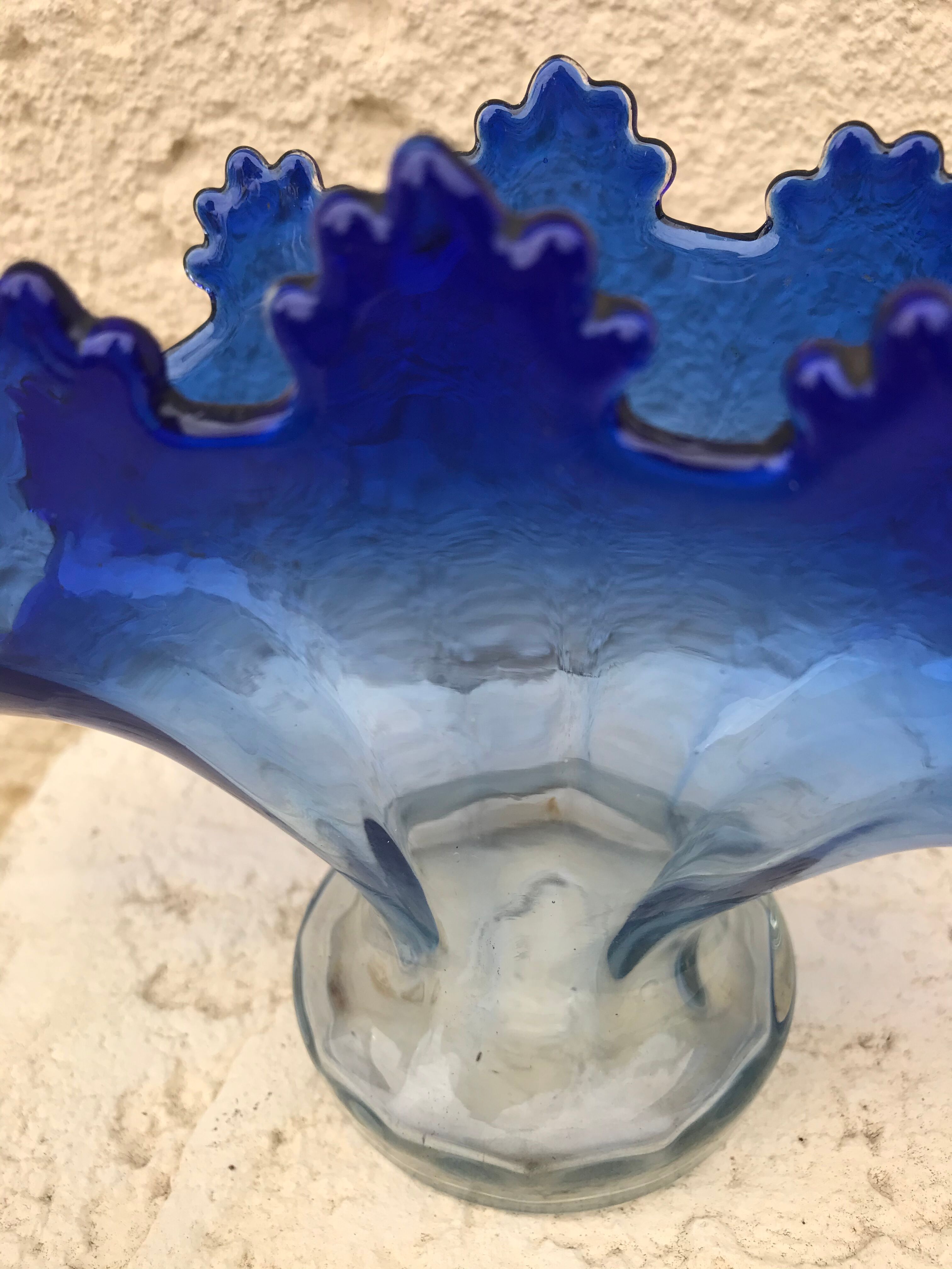 Vintage blue fan vase