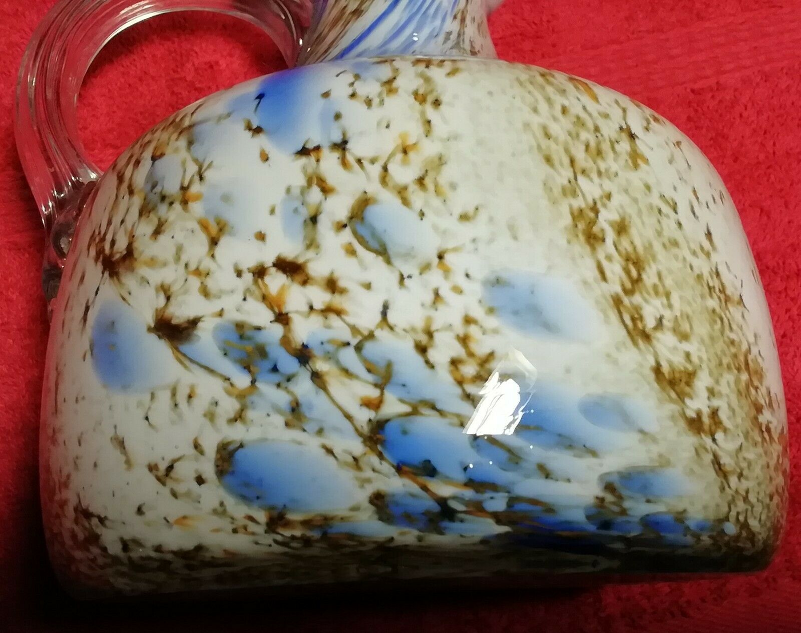 Former Clichy multilayer white blue blown glass pitcher