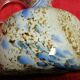 Former Clichy multilayer white blue blown glass pitcher