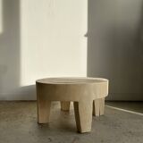 Coffee table, quadripod coffee table in solid monoxyl wood, white color D: 62.5cm