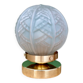 Lampe à poser globe vintage art déco en verre dépoli