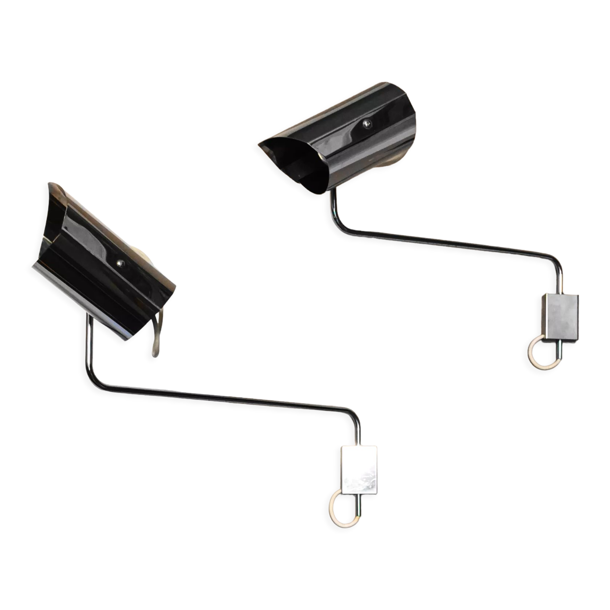 Pair of large chrome wall lamps from the 70s