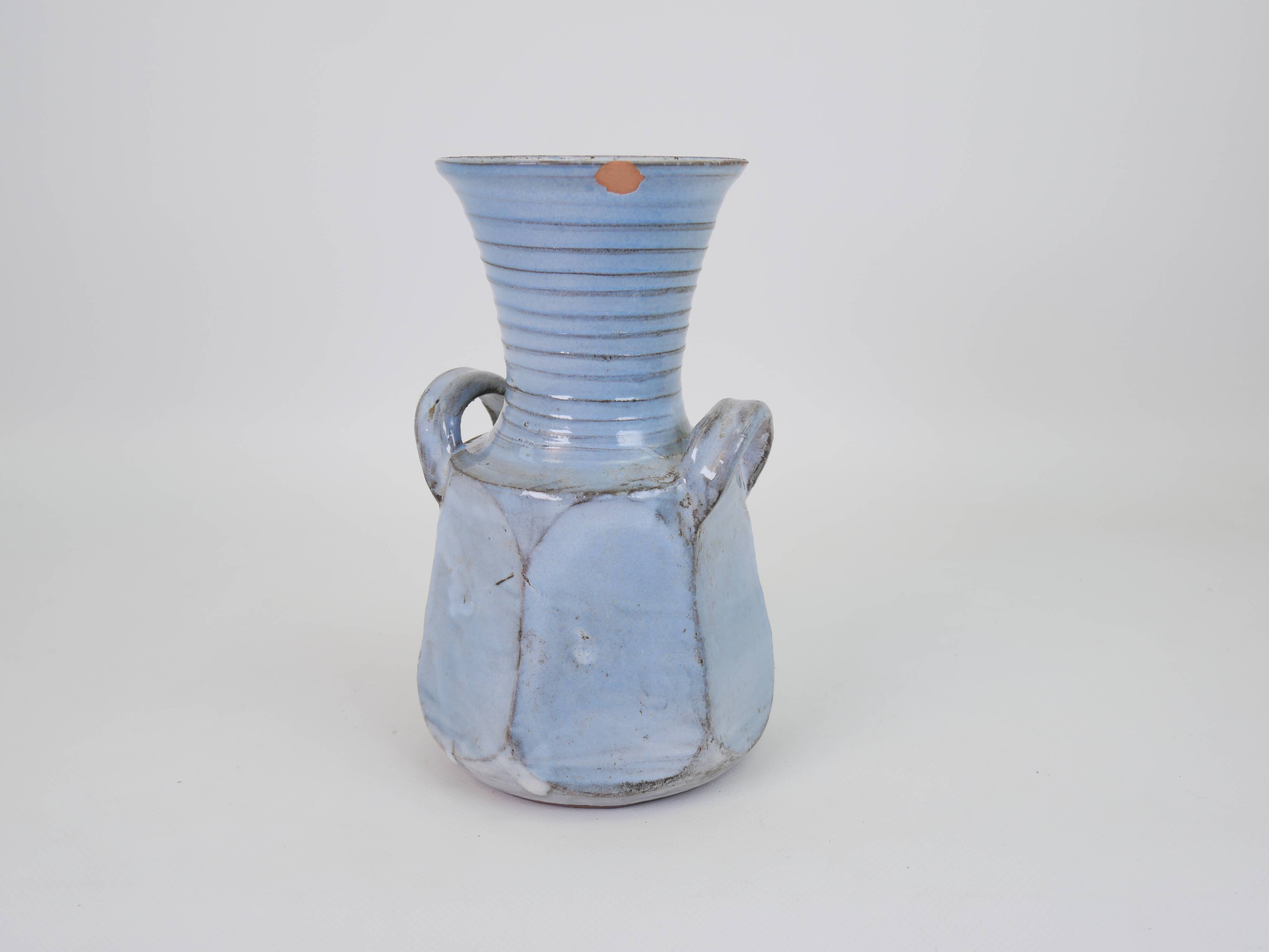 Sky blue glazed ceramic vase