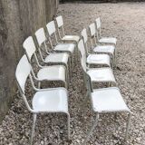 10 white school chairs