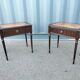 Pair of bedside tables side tables old leather top style louis xvi