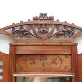 Art nouveau entrance cherry tree wood coat rack with mirror 1890s