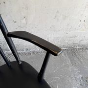 Black solid wood Scandinavian Windsor rocking chair — tall spindle back, mid-20th century