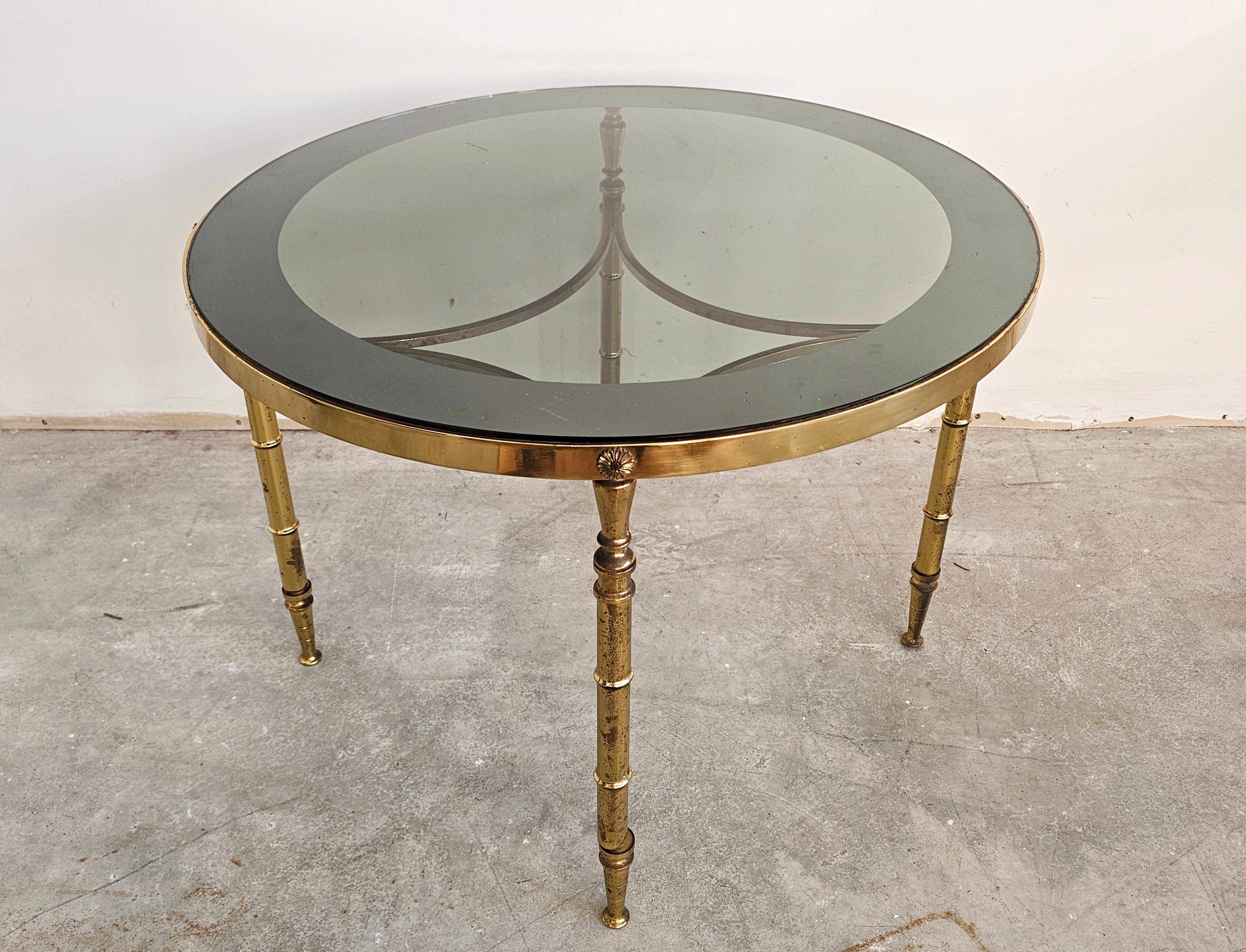 Circular bronze-gilded coffee tables Hollywood Regency Maison Charles