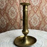 Gold-plated brass candlestick with push button