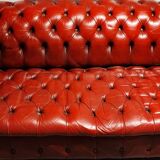 Canapé Chesterfield 3 places cuir rouge