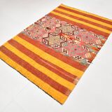5x6 Yellow and Red Decorative Kilim Carpet, Orientel Kilim Rug, 140x192Cm
