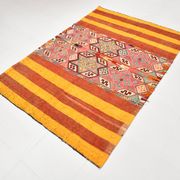 5x6 Yellow and Red Decorative Kilim Carpet, Orientel Kilim Rug, 140x192Cm