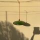 Vintage suspension green enamelled sheet white