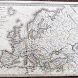 Old map of Europe around the year 350 - 1842