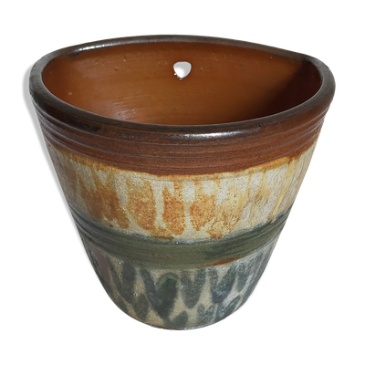 Vase bouquetière cache-pot grès émaillé de bouffioulx signé dubois