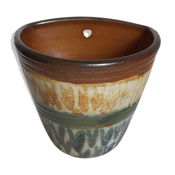 Vase bouquetière cache-pot grès émaillé de bouffioulx signé dubois