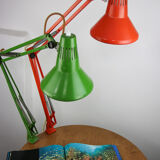 Adjustable achitect table lamps in orange and green by tep, 1970