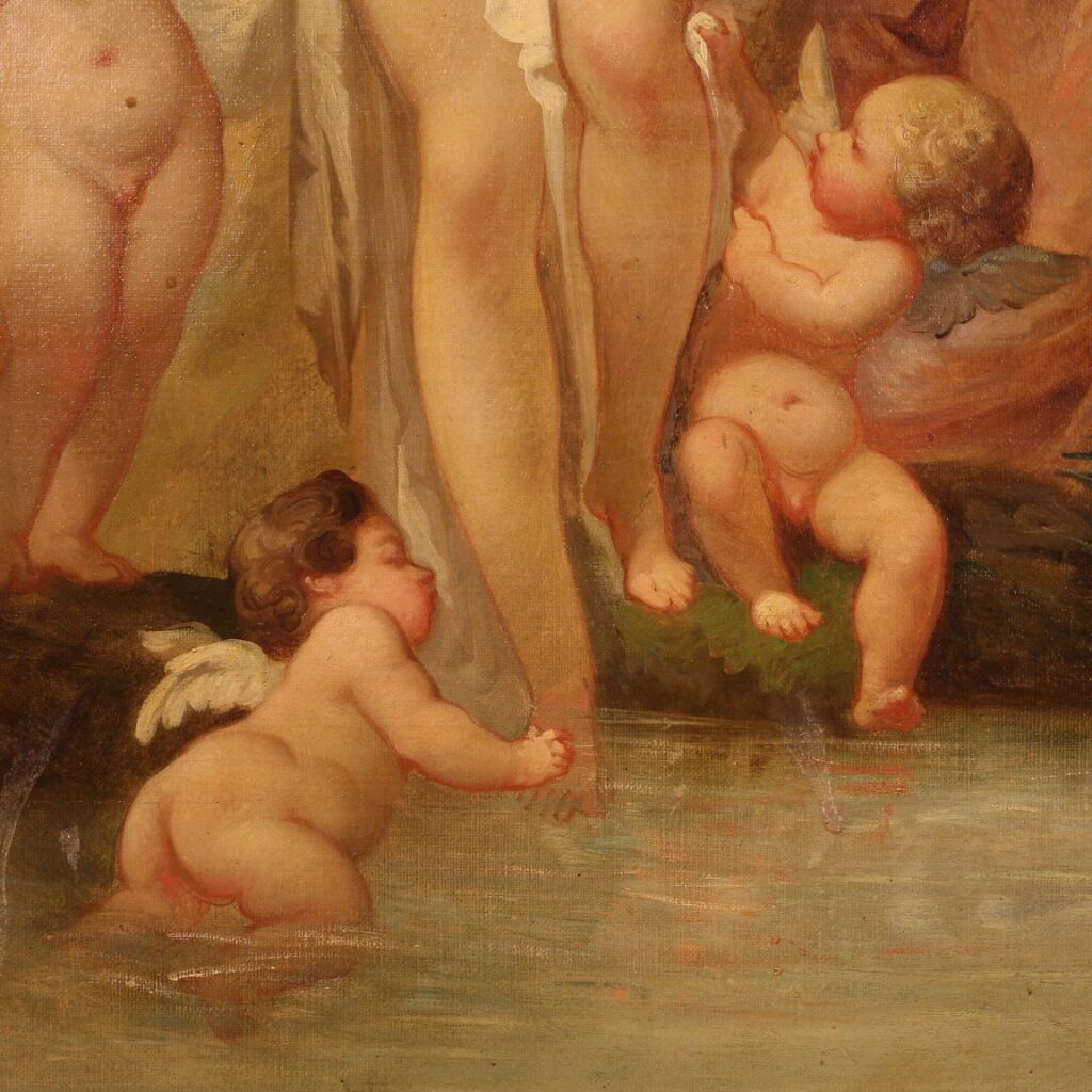 Mythological painting from 19th century, the bath of Venus