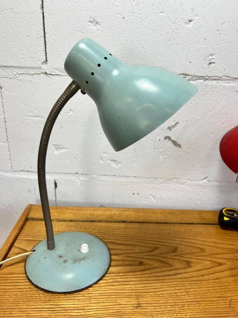 Industrial table lamp / vintage desk lamp mint color l 36 b 27 h 17