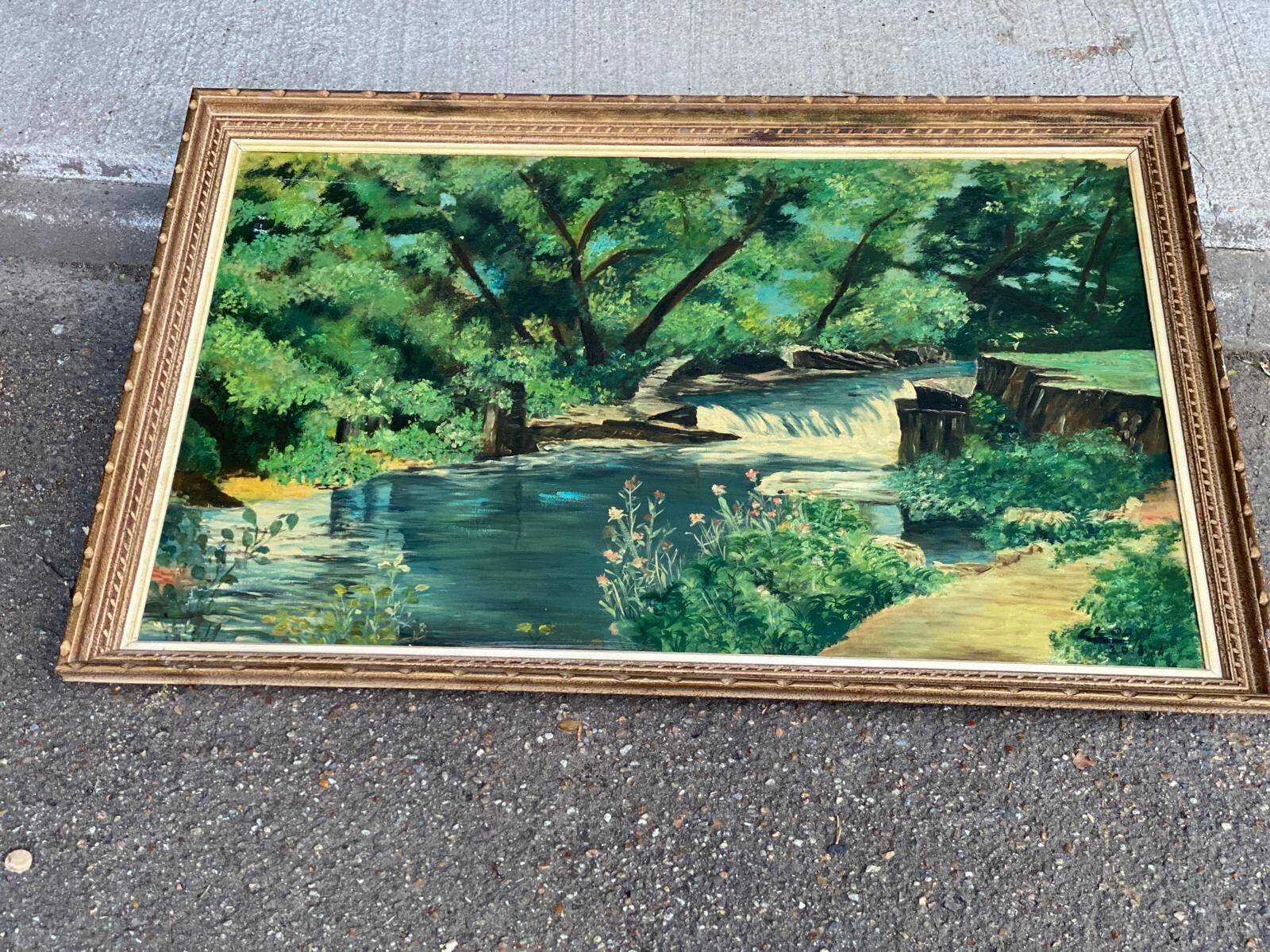 Clody.F 1974 oil painting on canvas forest landscape 110x75
