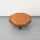 Octagonal coffee table Barrois with vintage herbarium patterns in oak and ceramic.