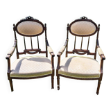 Pair of Louis XVI style armchairs.