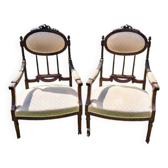 Pair of Louis XVI style armchairs.