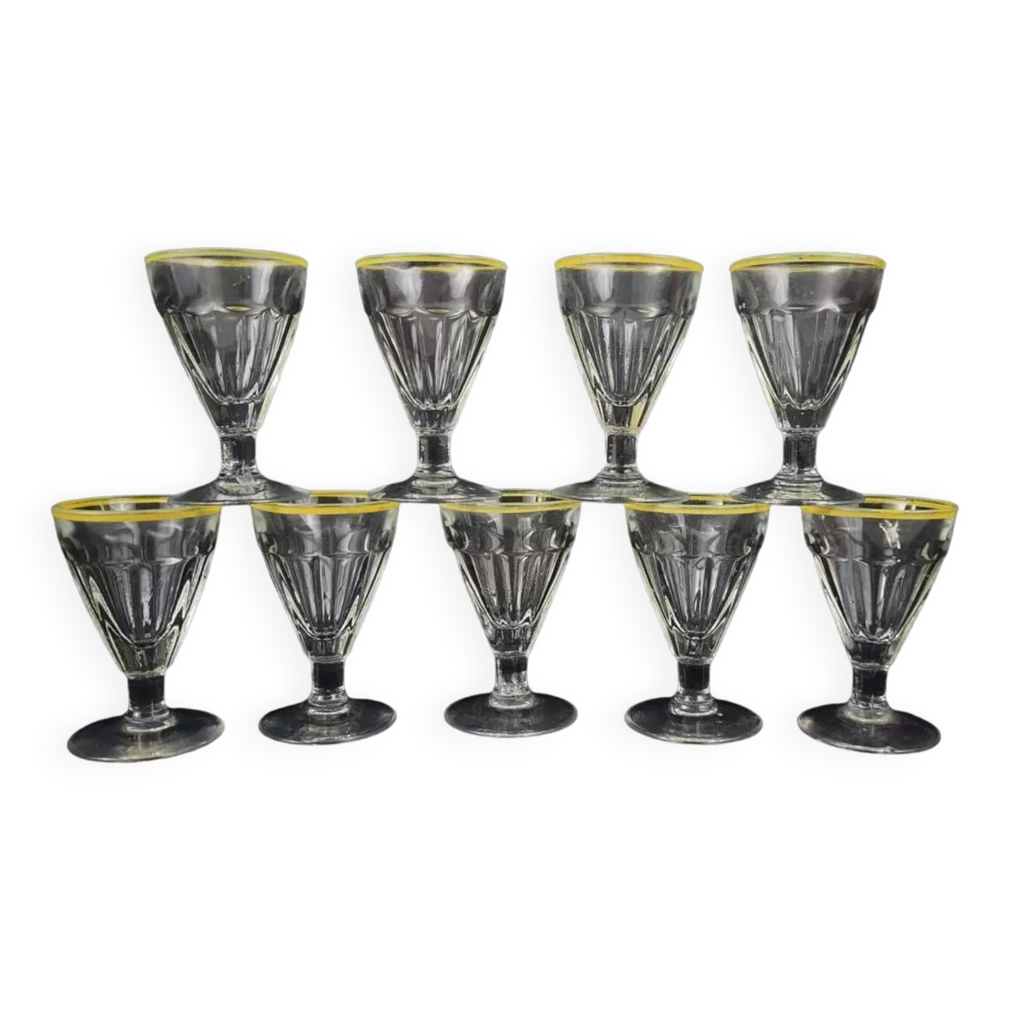 Set of 9 wine glasses cooked bistro counter 1950s
