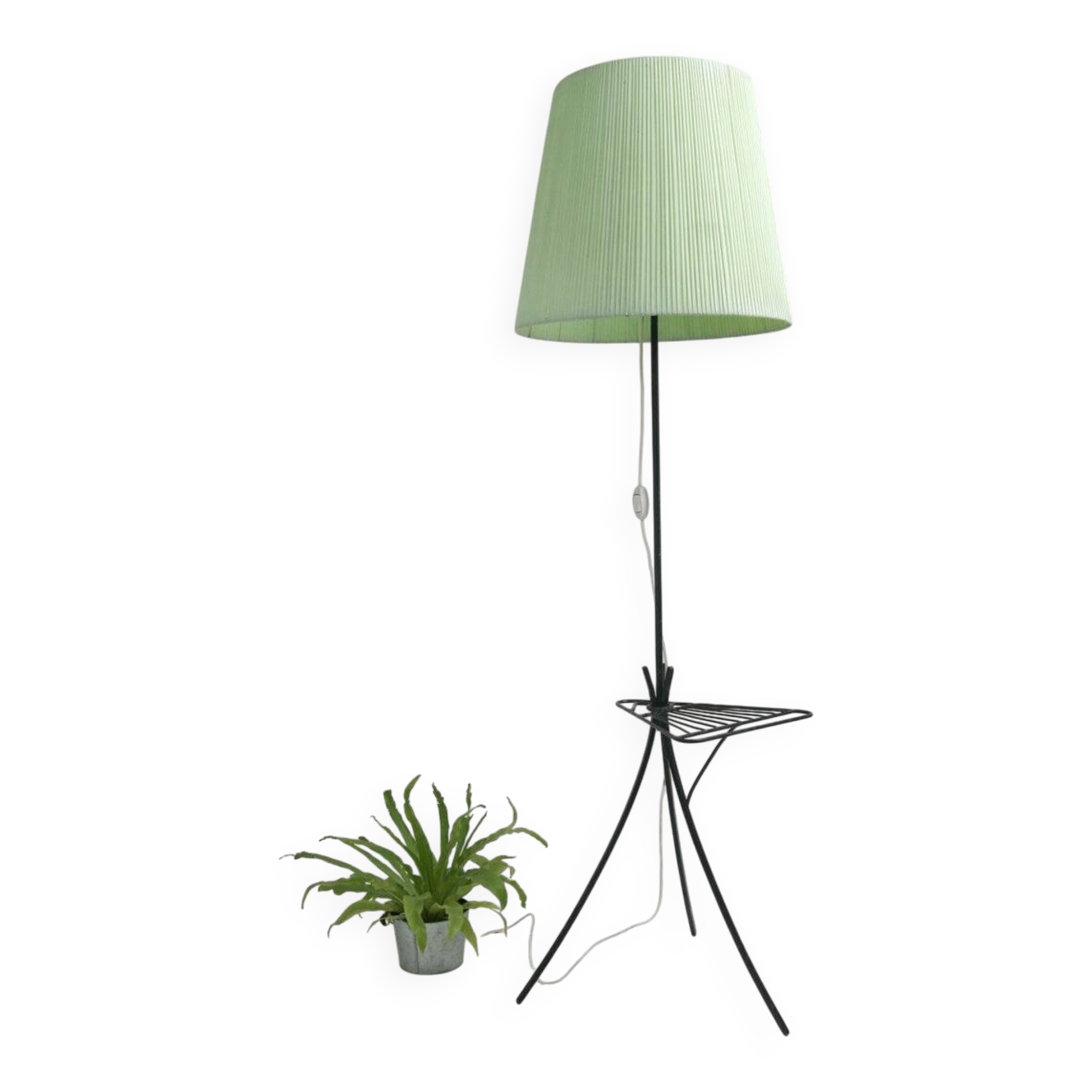 Lampadaire plissé des années 50 avec support.