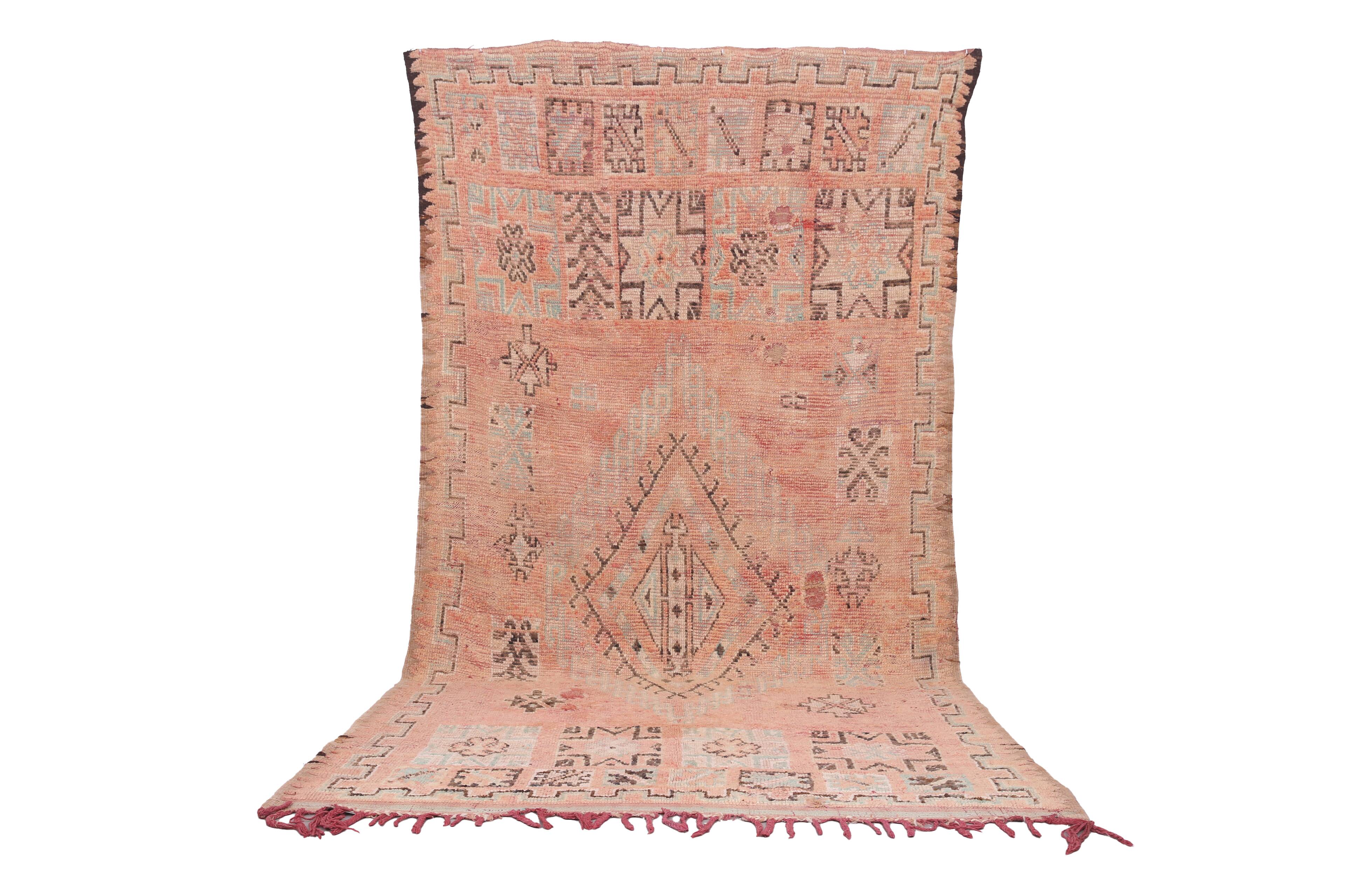 Pink Vintage Moroccan Rug 180 x 344 cm - Berber Wool Rug - Handmade Rug