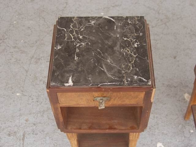 Pair of nightstands 1930 mahogany & rosewood