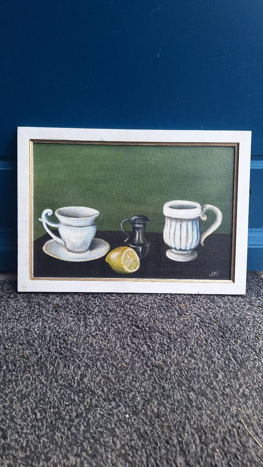 Still life with lemon Oil on hardboard