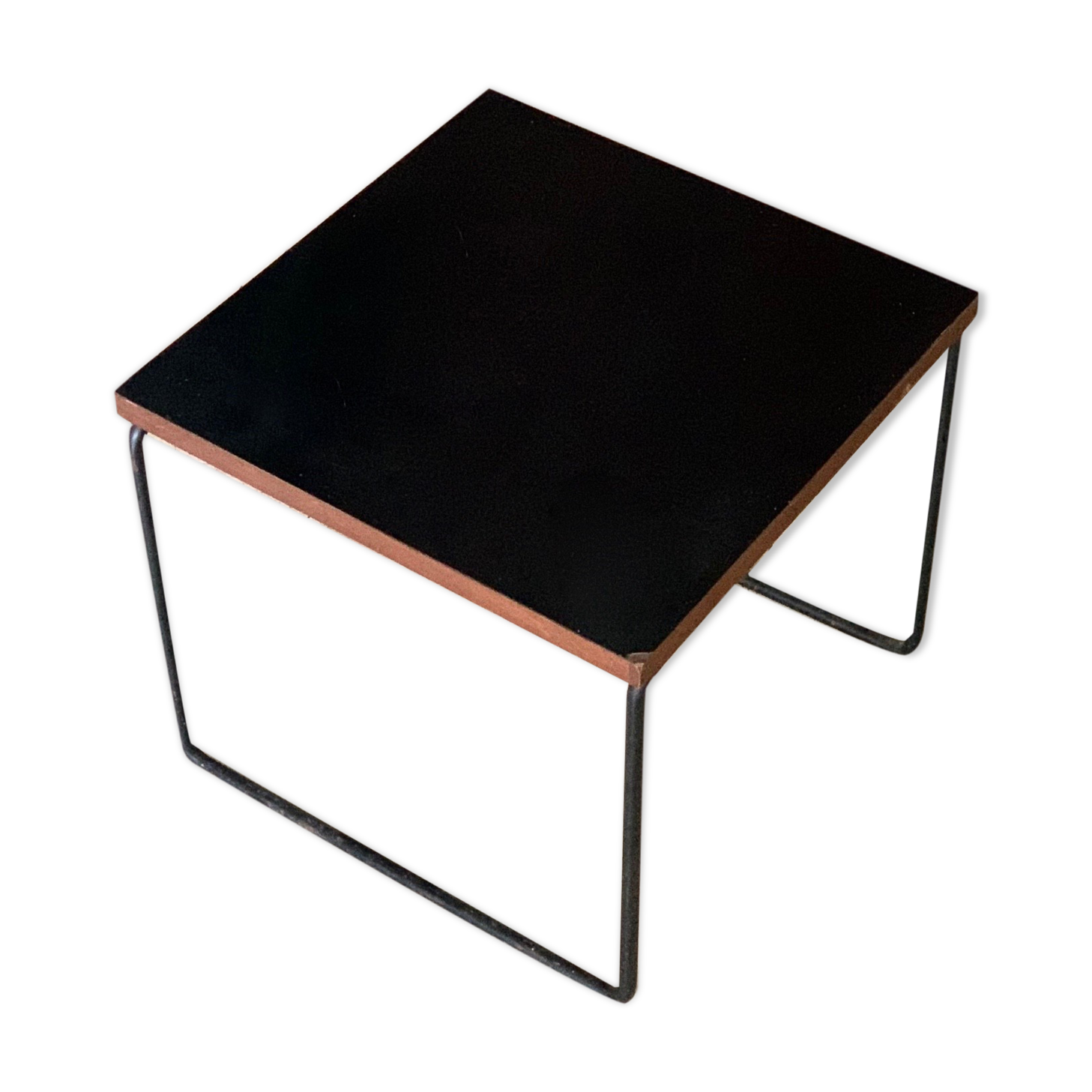 Black "flying" coffee table by Pierre Guariche for Steiner