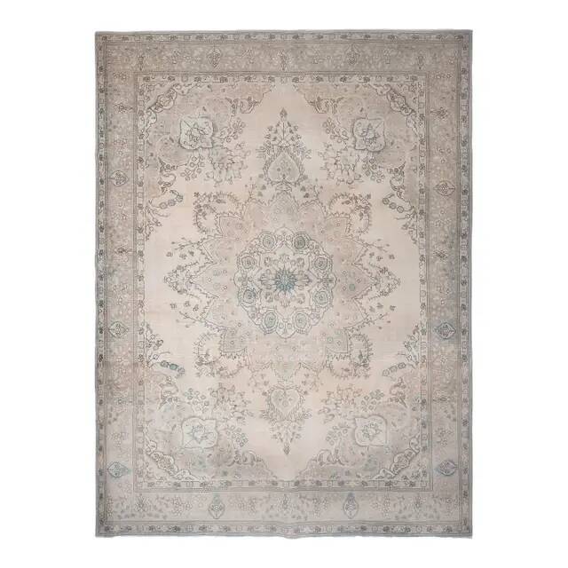 1970s Vintage Persian Handmade Wool Orange Area Rug 290x384