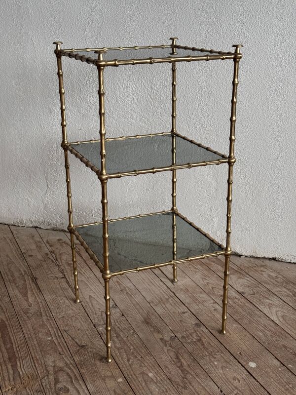 Sellette bambou en laiton doré à trois étages Maison Baguès