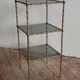 Three-tiered gilded brass bamboo selette by Maison Baguès