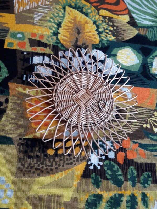 Vintage 60s rattan sun mirror 32cm