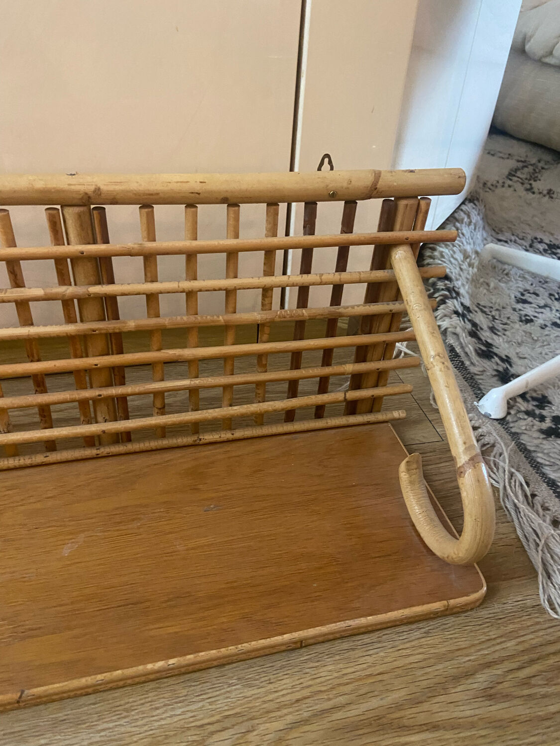 Vintage rattan wall shelf