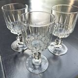 3 wine/water glasses 13.5 cm Cristal d'Arques model Louvre Vintage