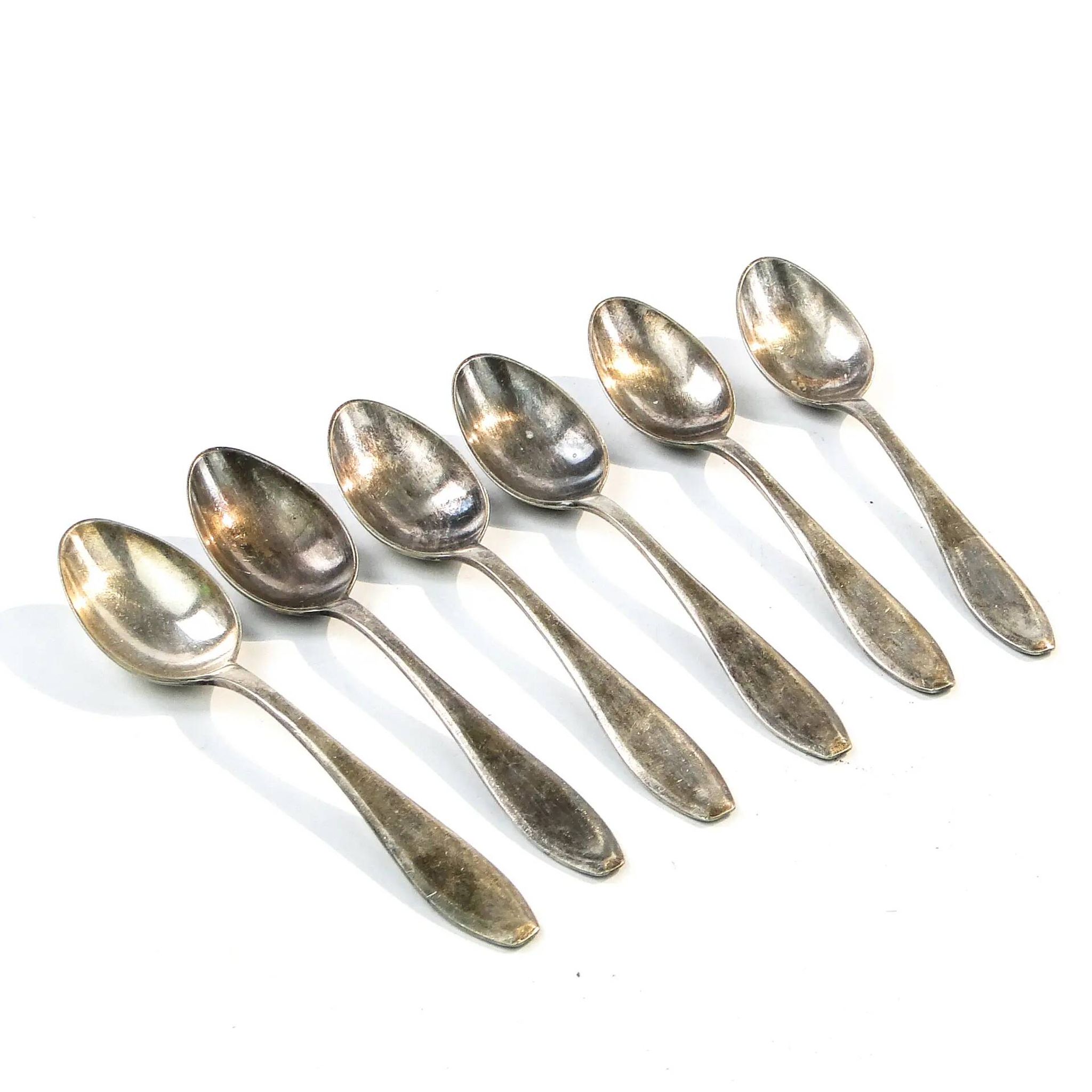 Set of mocha spoons, mid-century modern, silver-plated brass, D. Fraget, Poland, 1950s