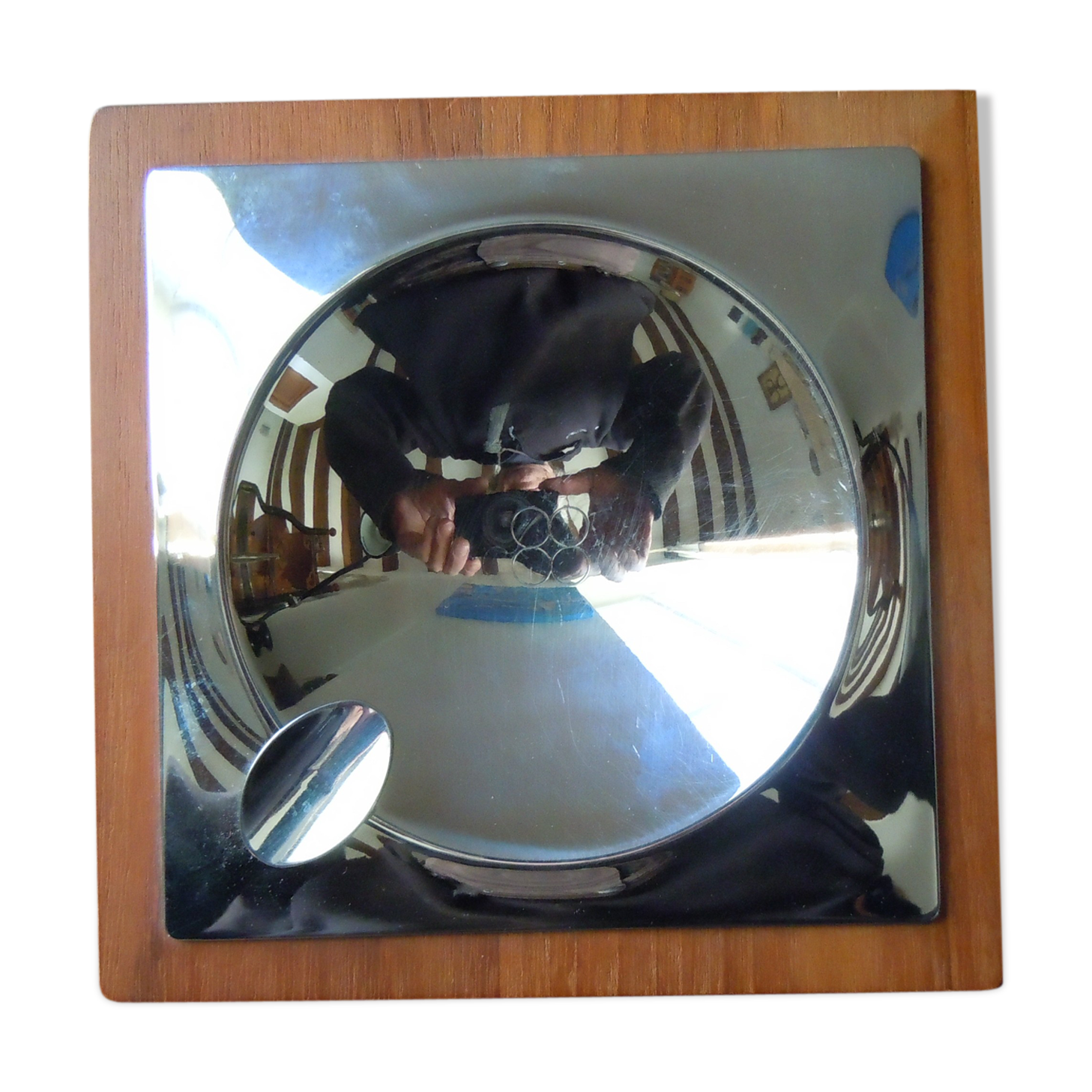 Empty ashtray pocket teak - chrome metal