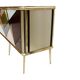 Mid-Century Modern Style Solid Wood Colored Glass and Brass Italian Sideboard