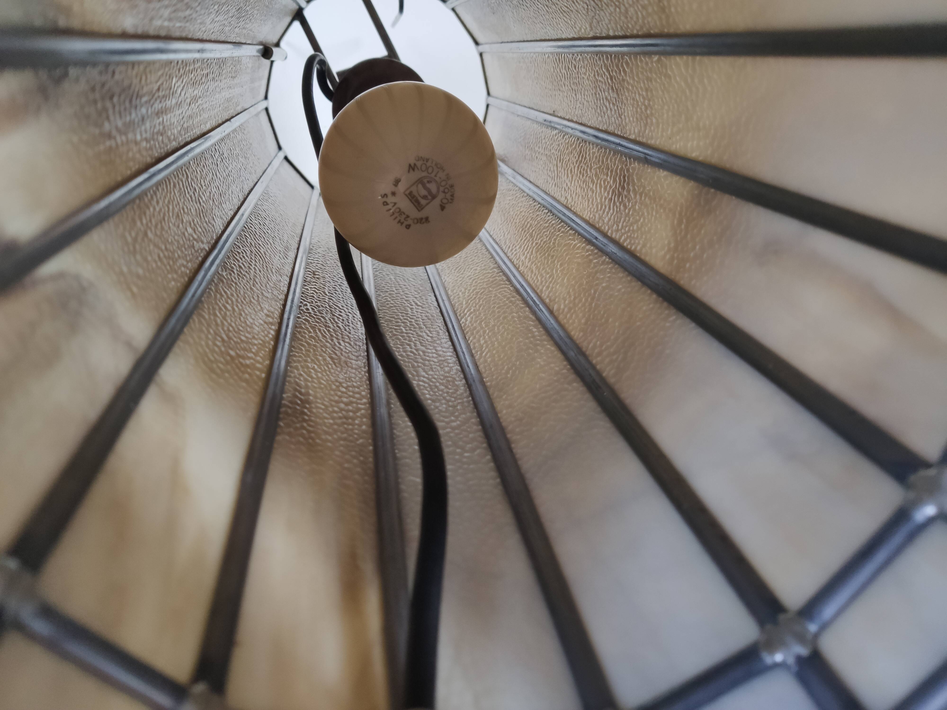 Vintage glass and metal lamp, 70s