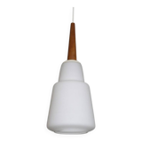 Danish teak and opaline chandelier 1960